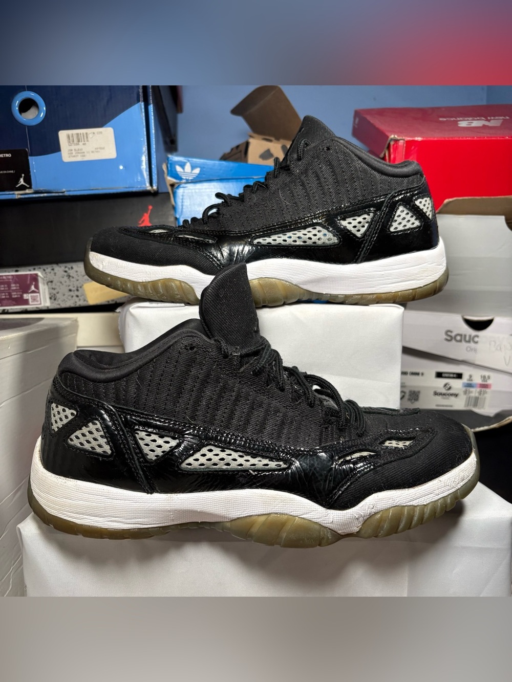 Size 9.5 - Air Jordan 11 Retro IE Low Black White